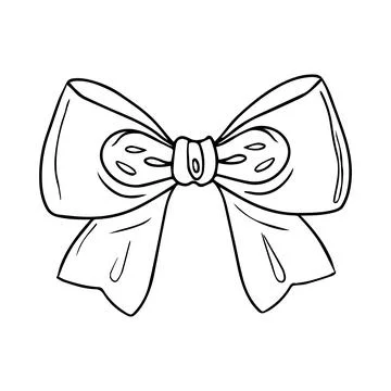 Vector bow for a birthday party. Linear drawing in black and white for the ic Stock Illustration
