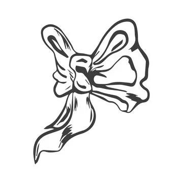 Vector bow for a birthday party. Linear drawing in black and white for the .. Stock Illustration