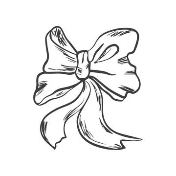 Vector bow for a birthday party. Linear drawing in black and white for the .. Stock Illustration