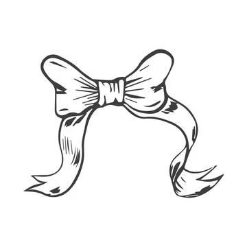 Vector bow for a birthday party. Linear drawing in black and white for the .. Stock Illustration