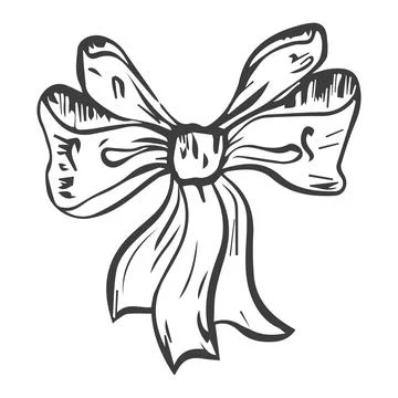 Vector bow for a birthday party. Linear drawing in black and white for the .. Stock Illustration
