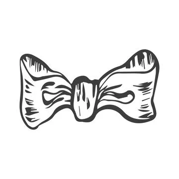 Vector bow for a birthday party. Linear drawing in black and white for the .. Stock Illustration