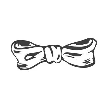 Vector bow for a birthday party. Linear drawing in black and white for the .. Stock Illustration