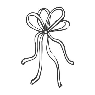 Vector bow for a birthday party. Linear drawing in black and white for the .. Stock Illustration