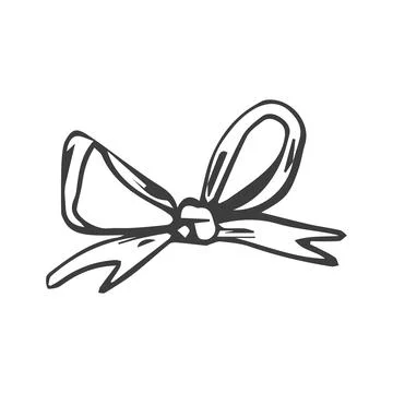 Vector bow for a birthday party. Linear drawing in black and white for the .. Stock Illustration