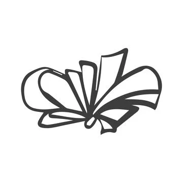 Vector bow for a birthday party. Linear drawing in black and white for the ic Stock Illustration