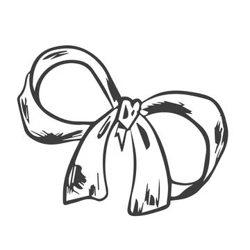 Vector bow for a birthday party. Linear drawing in black and white for the .. Stock Illustration