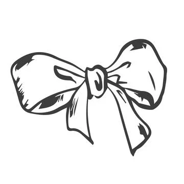 Vector bow for a birthday party. Linear drawing in black and white for the .. Stock Illustration