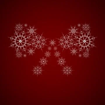 Vector bow consisting of snowflakes on dark red background Illustrazione stock