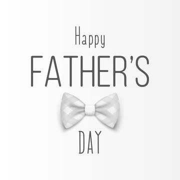 Vector Bow Tie for Father s Day Design. 3d Realistic Silk White Checkered Bow Stock Illustration
