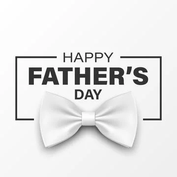 Vector Bow Tie for Father s Day Design. 3d Realistic Silk White Bow Tie. Glossy Stock Illustration