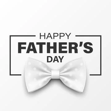 Vector Bow Tie for Father s Day Design. 3d Realistic Silk White Bow Tie. Glossy Stock-Illustration