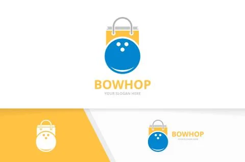 Vector bowling and shop logo combination. Game and sale symbol or icon. Unique 스톡 일러스트
