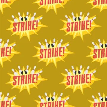 Vector bowling emblem seamless pattern background item design for sport league Stock Illustration