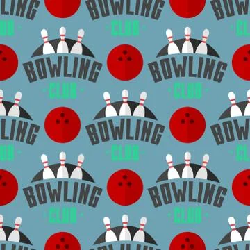 Vector bowling emblem seamless pattern background item design for sport league Stock Illustration