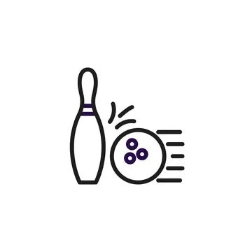 Vector bowling illustration showing the motion of bowling ball hitting pin .. 库存插图