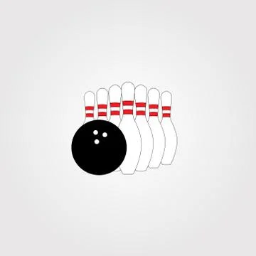 Vector Bowling Pins and Bowling Ball Set Stock Illustration