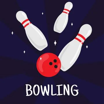 Vector bowling square banner, poster or flyer design template. Isolated on da Stock Illustration