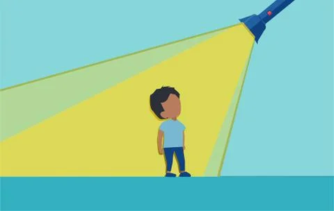 Vector of a boy in a flashlight Stock Illustration