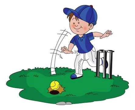 Vector of boy playing cricket. Illustrazione stock