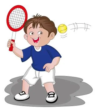 Vector of boy playing tennis. Illustrazione stock