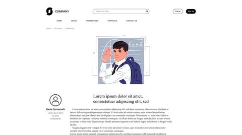 Vector boy in shadow of sharp lines style . Editable illustration Stock Illustration