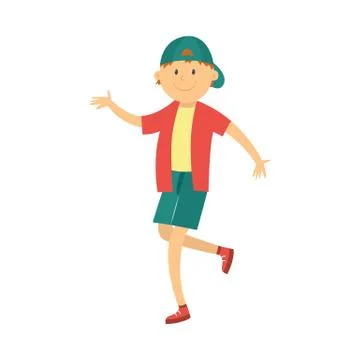 Vector boy teen kid dancing in cap in hip hop Illustrazione stock