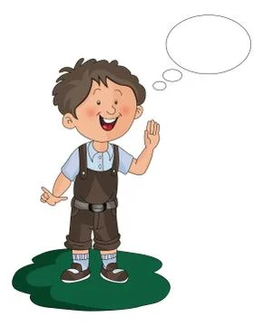 Vector of boy with thought bubble. イラスト素材