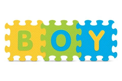 Vector "boy" written with alphabet puzzle Stock Illustration