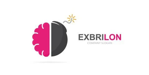 Vector brain and bomb logo combination . Brainstorm and science symbol or icon Illustrazione stock