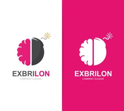 Vector brain and bomb logo combination . Brainstorm and science symbol or icon Stock Illustration