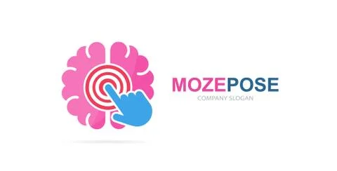 Vector brain and click logo combination. Education and cursor symbol or icon 스톡 일러스트