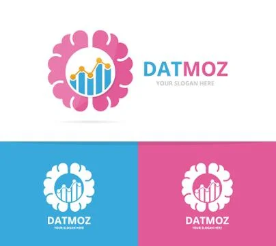 Vector brain and graph logo combination. Education and finance symbol or icon Stock Illustration