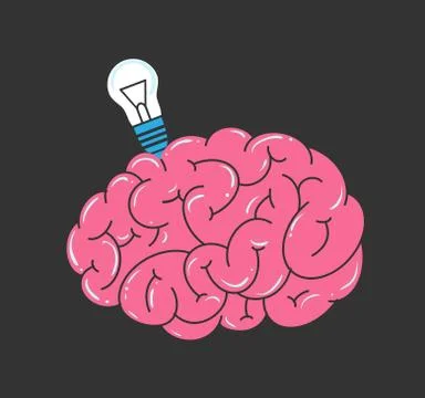 Vector Brain and light bulb Stock Illustration