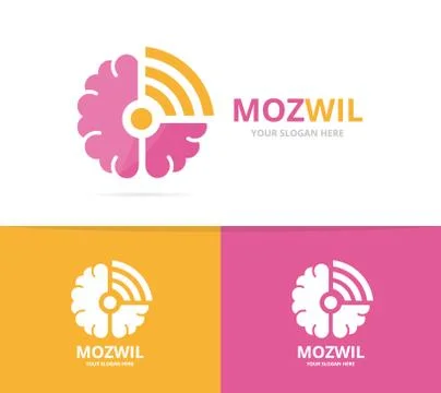 Vector brain and wifi logo combination. Education and signal symbol or icon Stock Illustration