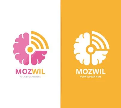 Vector brain and wifi logo combination. Education and signal symbol or icon Stock Illustration
