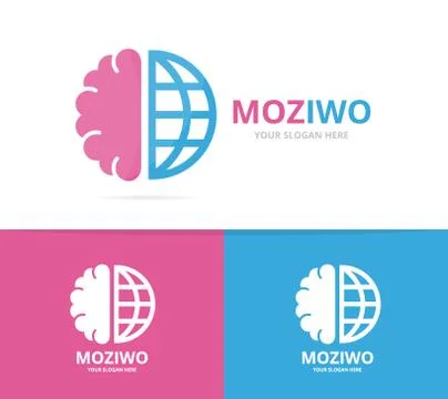 Vector brain and world logo combination. Education and planet symbol or icon Stock Illustration