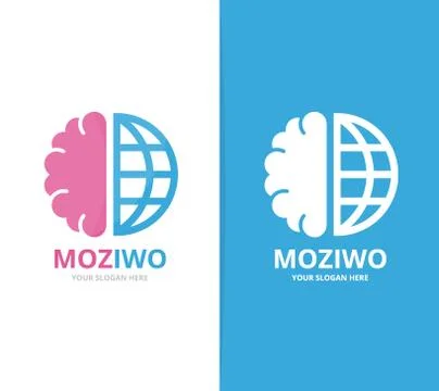 Vector brain and world logo combination. Education and planet symbol or icon Stock Illustration
