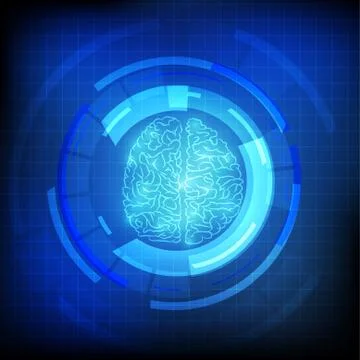 Vector : Brain on blue background Stock Illustration