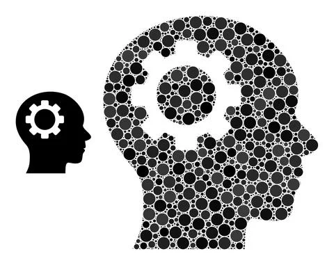 Vector Brain Gear Mosaic of Dots Stock Illustration