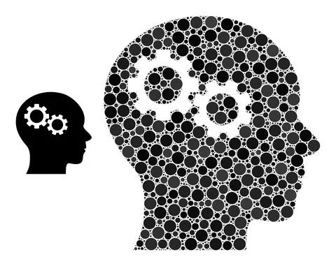 Vector Brain Gears Collage of Small Circles Ilustración de archivo