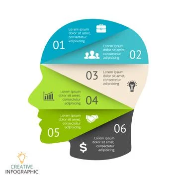 Vector brain infographic. Template for human head diagram, artificial Stock Illustration