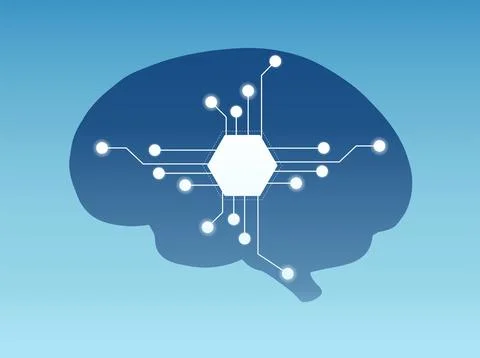 Vector of a brain with a micro chip implant Stock Illustration