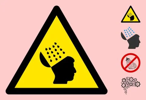 Vector Brain Wash Warning Triangle Sign Icon Illustrazione stock