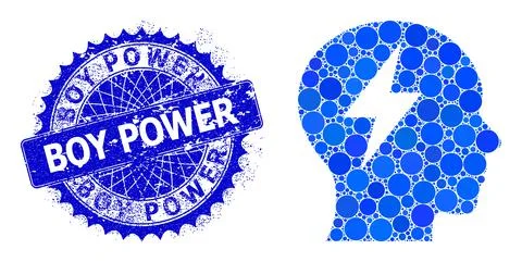 Vector Brainstorm Composition of Small Circles with Textured Boy Power Stamp Stock Illustration