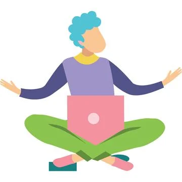 Vector brainstorming man working on laptop icon Stock Illustration