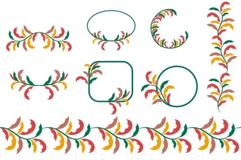 Vector branches for design in traditional colors. Illustrazione stock