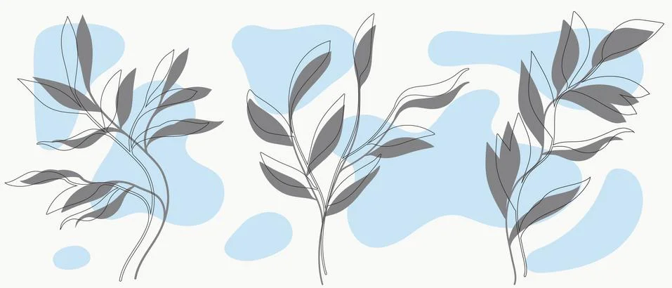 Vector branches with gray leaves Illustrazione stock