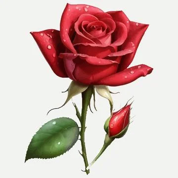 Vector of branches of red roses isolated on a white background. Stock Illustration