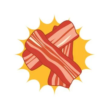 Vector breakfast icon with hot bacon slices Stock Illustration